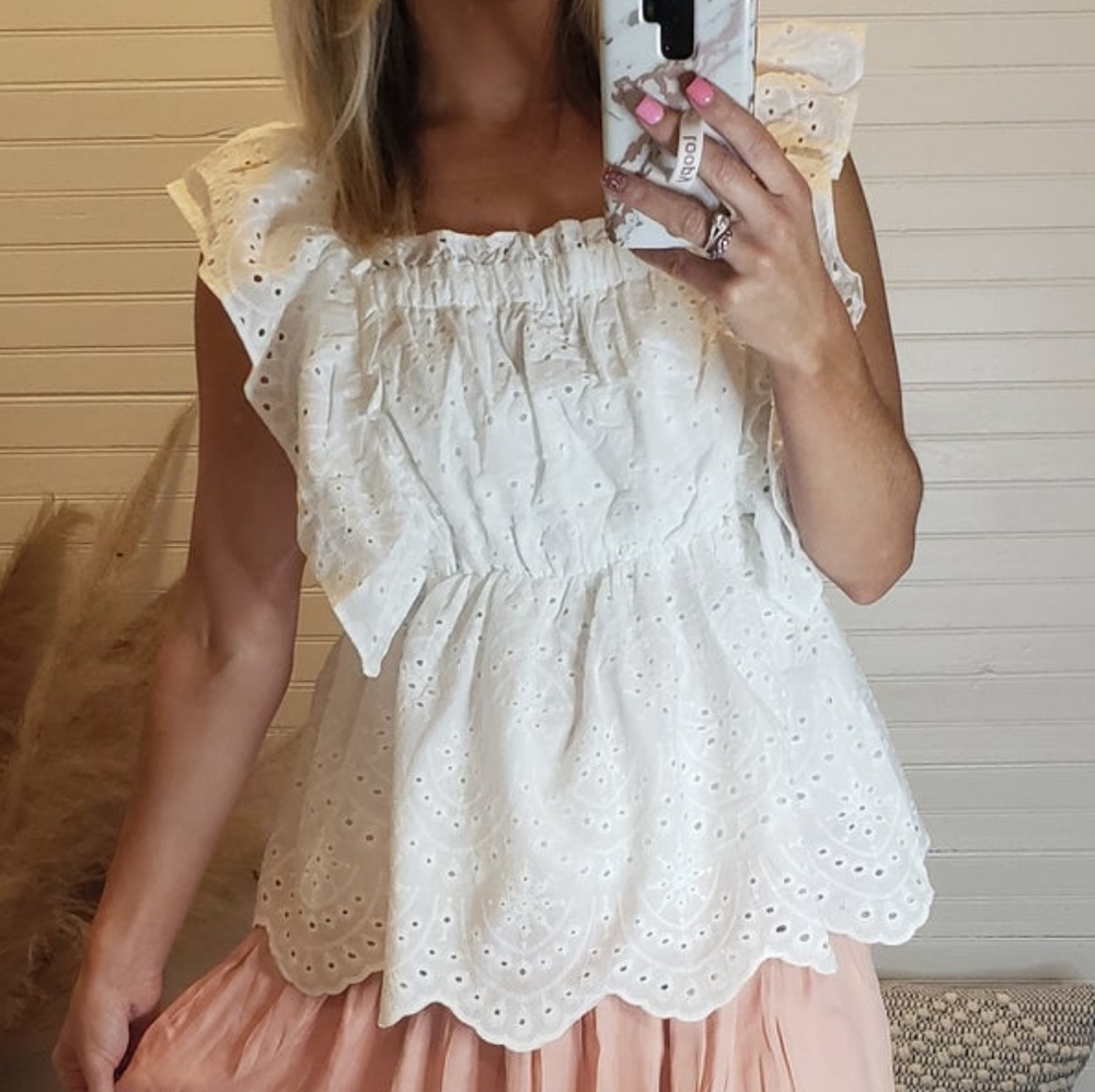 White Eyelet top
